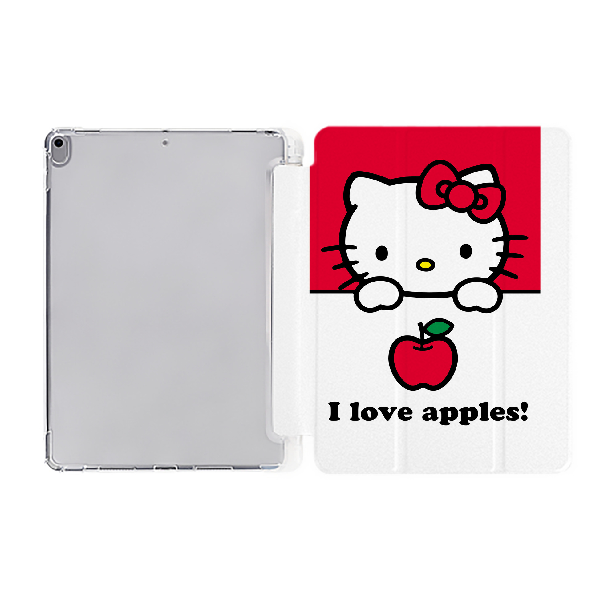 （画像用） Hello Kitty ハローキティ IPad ケース ペン収納付き 三つ折りスタンド PUレザー×シリコン 対応機種9.5/10.5/10.9インチ
